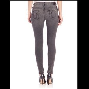 True Religion GREY Halle Mid Rise Super Skinny Jeans